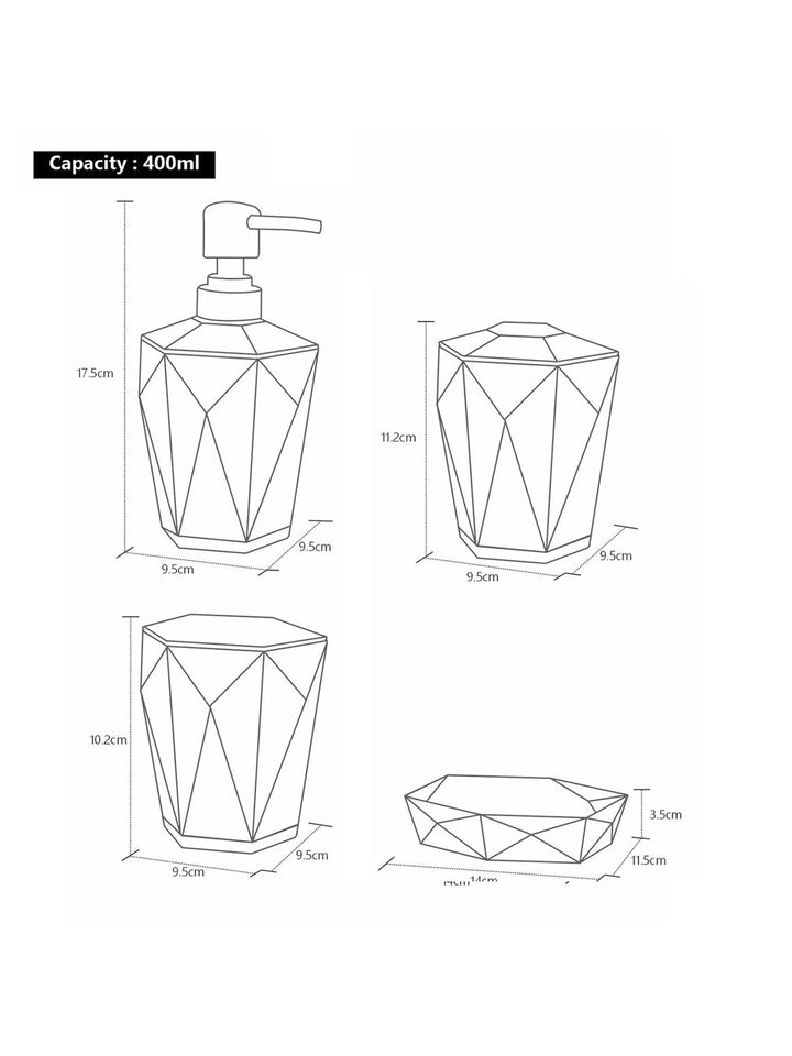 Crystal Bathroom Set of 4 - Grey