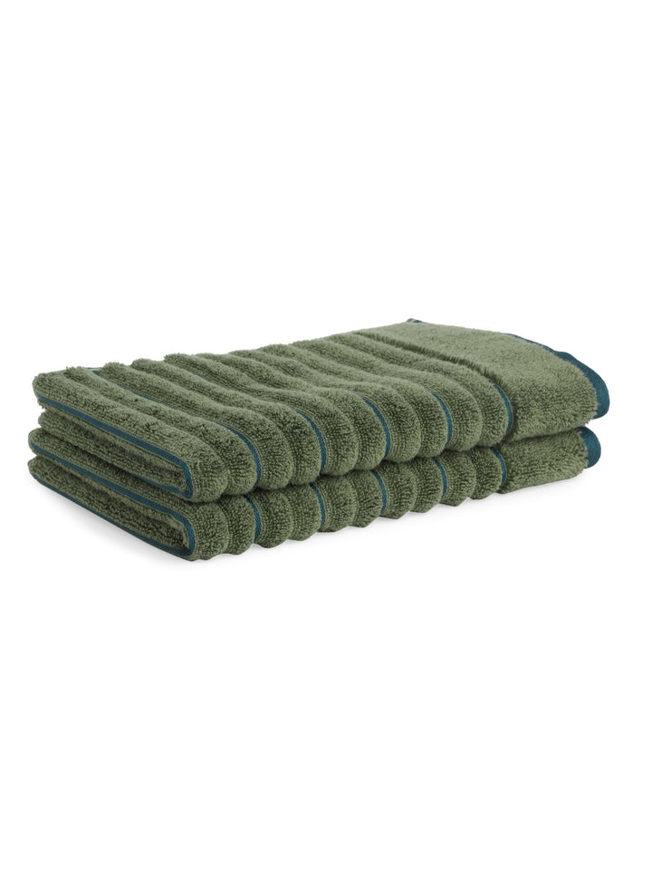 HOME 360 High Loft Ribbed 100% Cotton Hand Towels 40X60 CM | Set of 2 | Texture High Absorbency | Dries Quicker | Perfect for everyday use