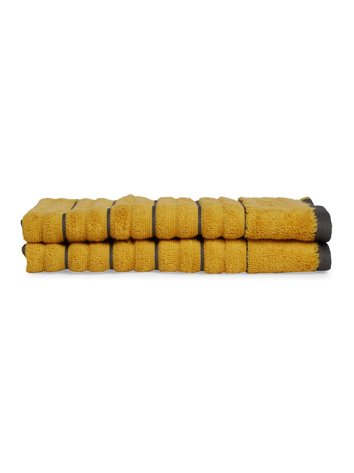 HOME 360 High Loft Ribbed 100% Cotton Hand Towels 40X60 CM | Set of 2 | Texture High Absorbency | Dries Quicker | Perfect for everyday use