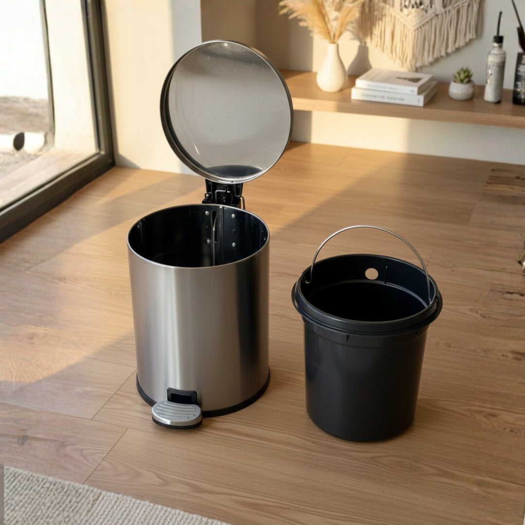 European Steel Pedal Dustbin - Silver