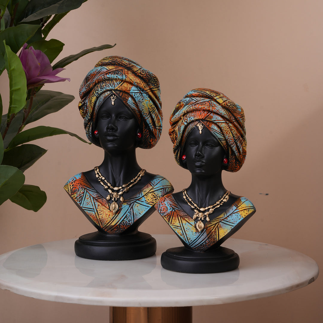 African Tribal Woman Bust Statue
