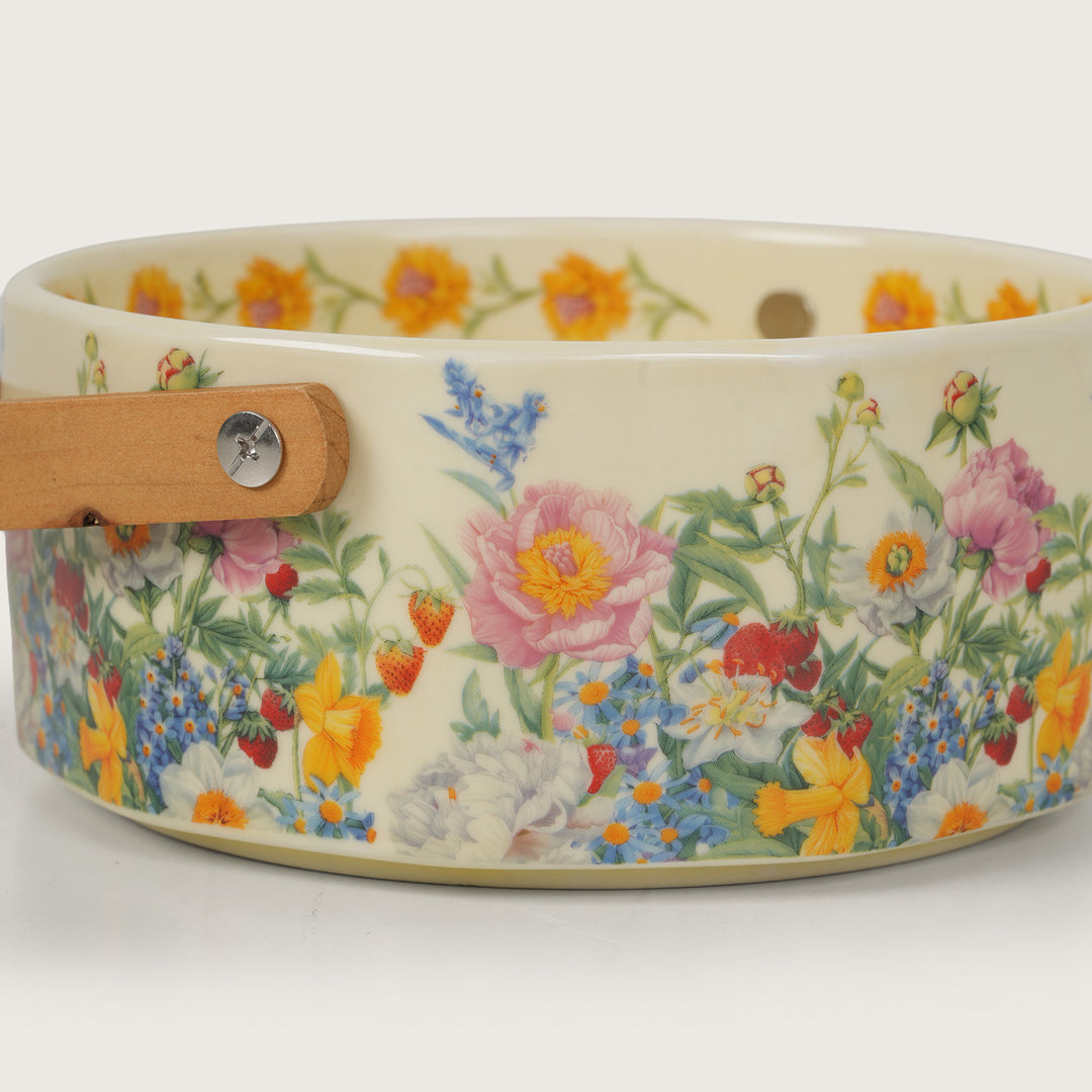 Vintage Floral Ceramic Fruit Basket