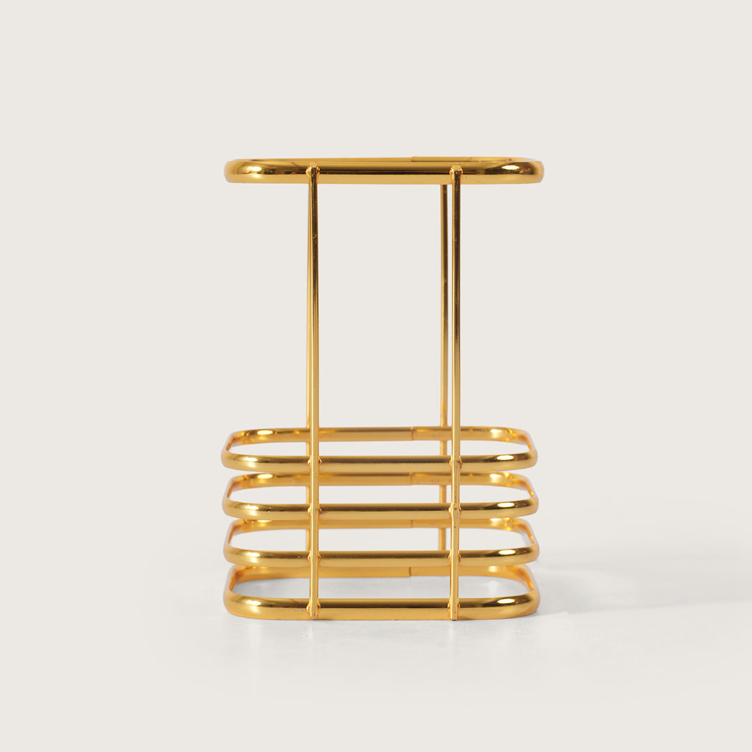 Square Cutlery Stand With Gold Finish