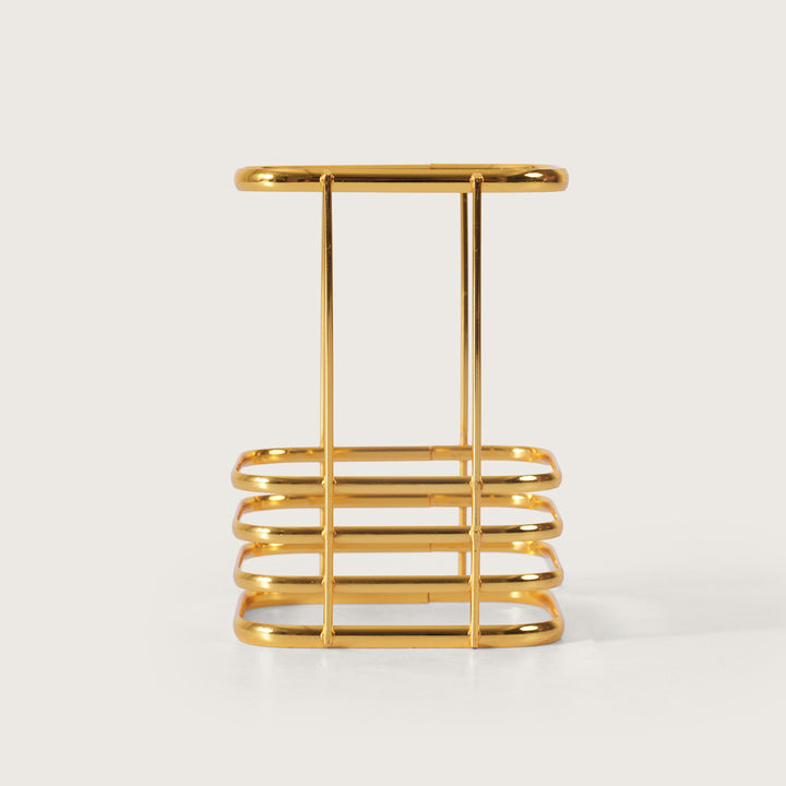 Square Cutlery Stand With Gold Finish