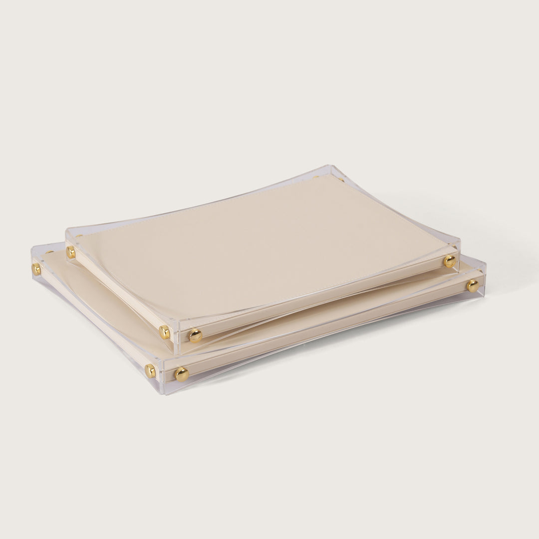 Premium White & Gold Organiser Tray - Medium
