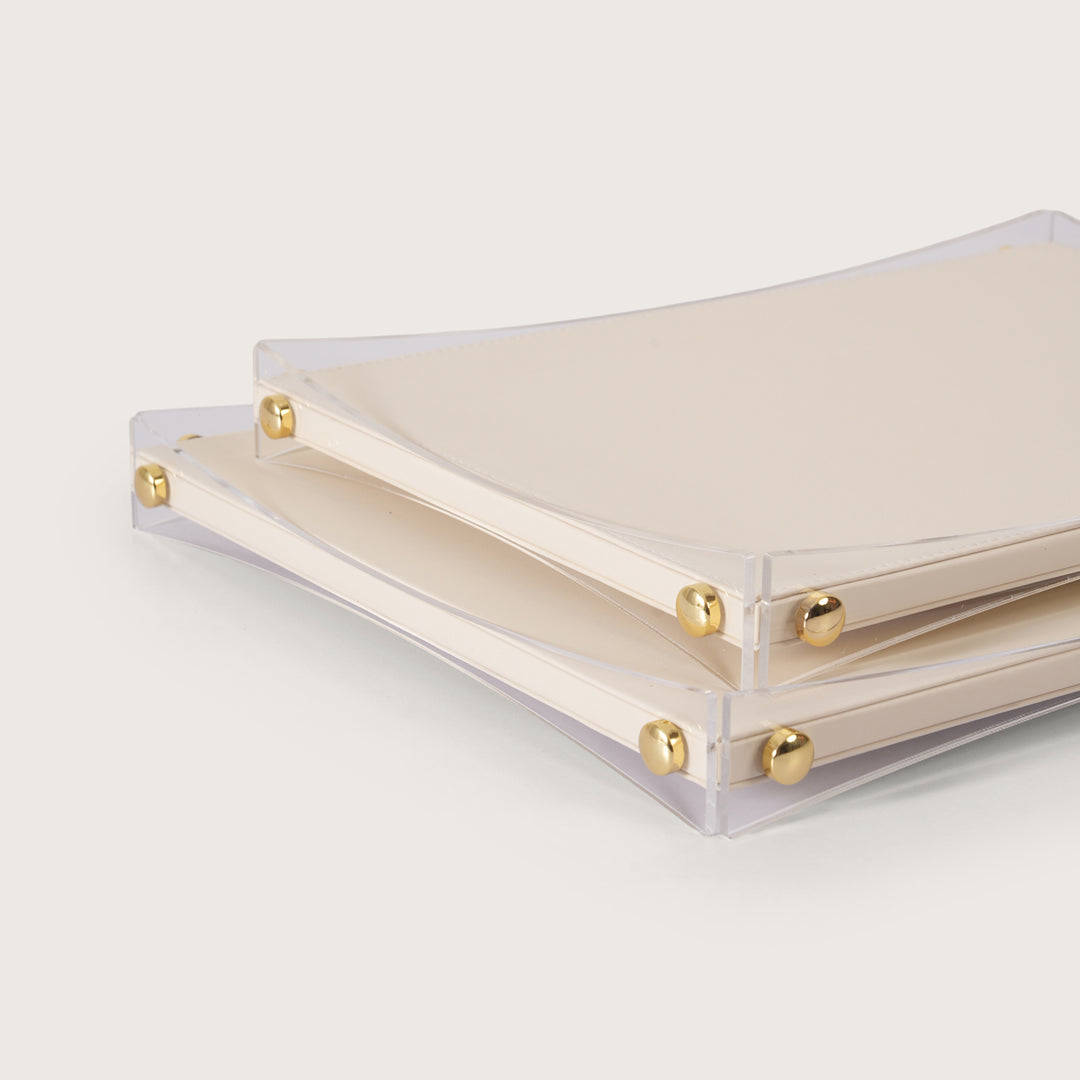 Premium White & Gold Organiser Tray - Medium