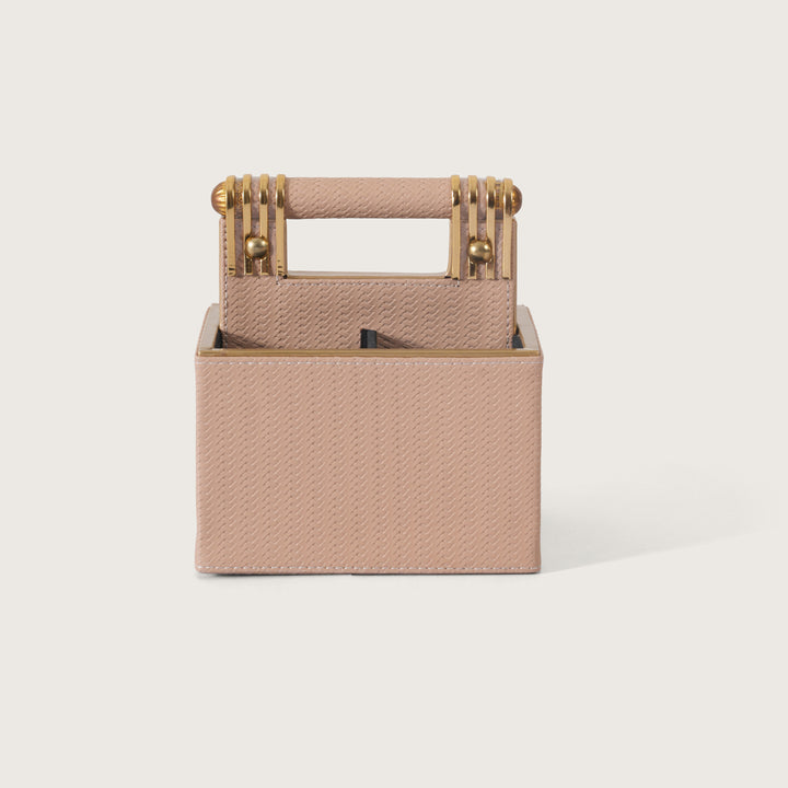 Leather Cutlery Stand With 4 Compartment