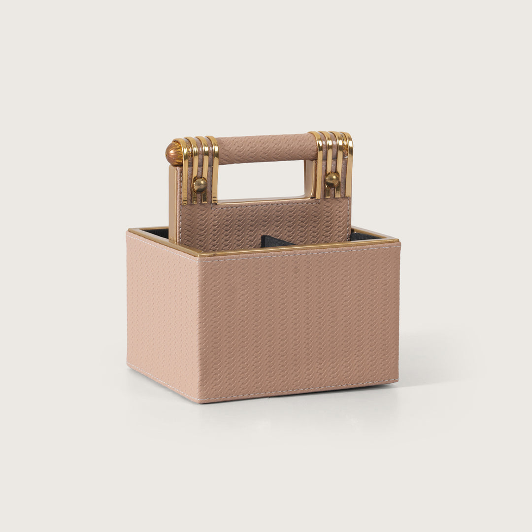 Leather Cutlery Stand With 4 Compartment