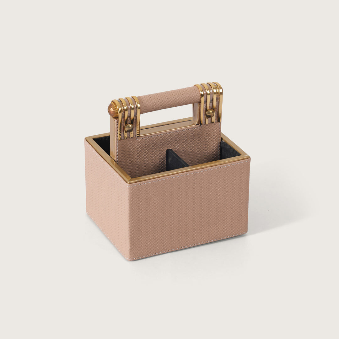 Leather Cutlery Stand With 4 Compartment