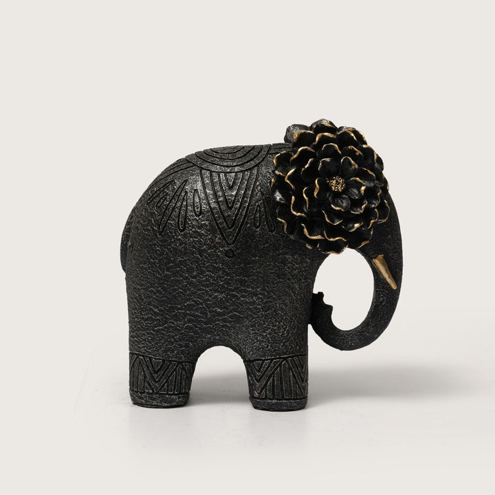 Textured Elephant Sculpture with Flower Headpiece