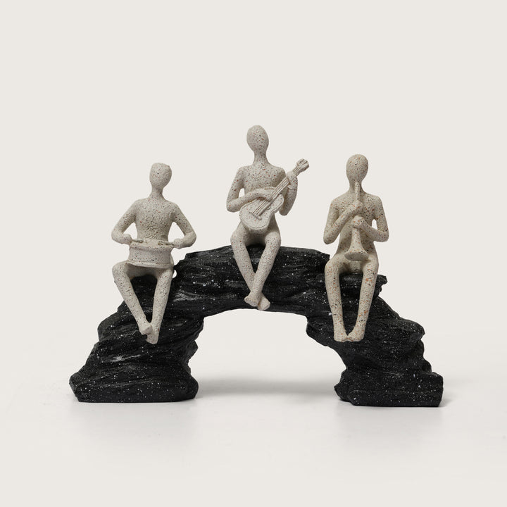Musician Trio Figurine on Black Arched Base