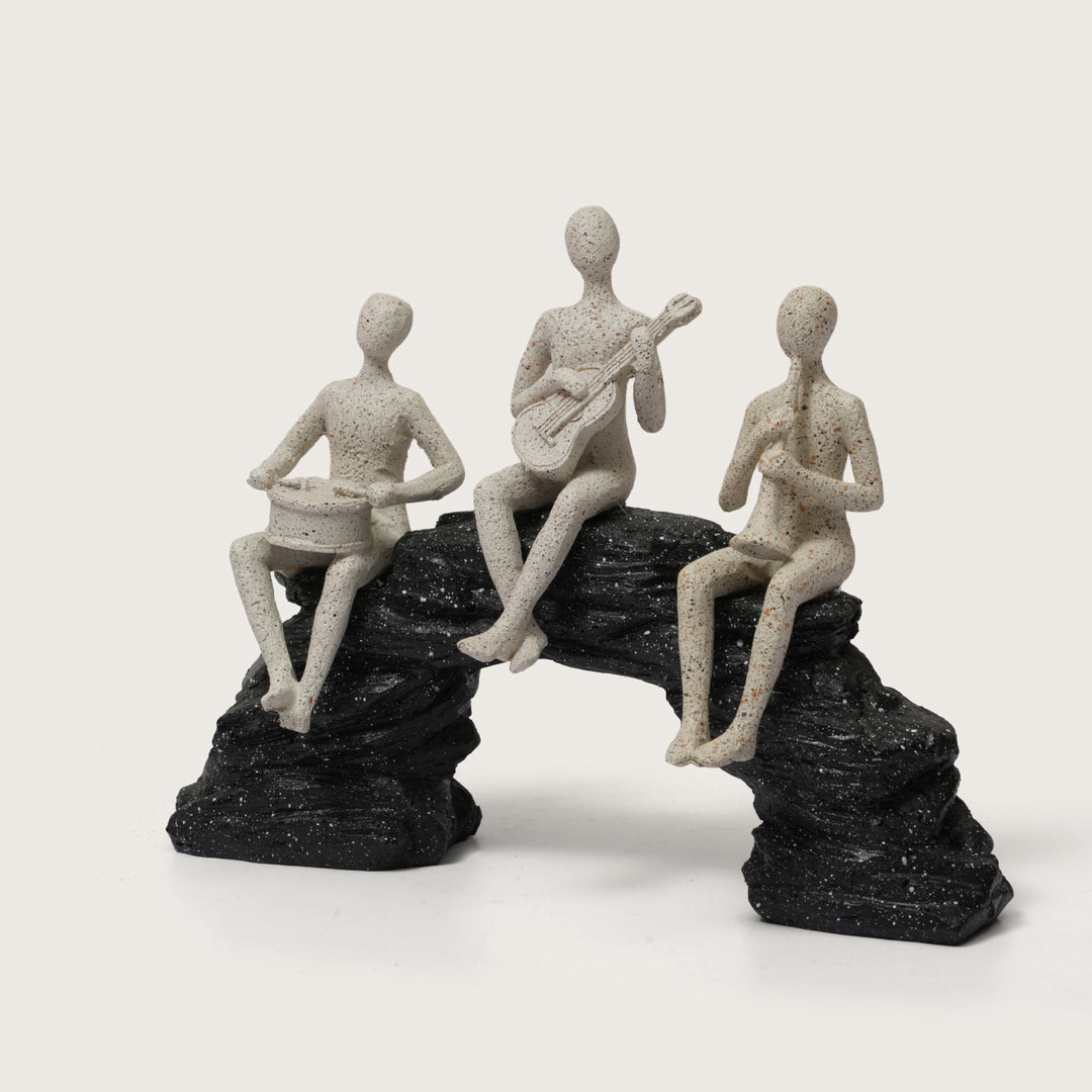 Musician Trio Figurine on Black Arched Base