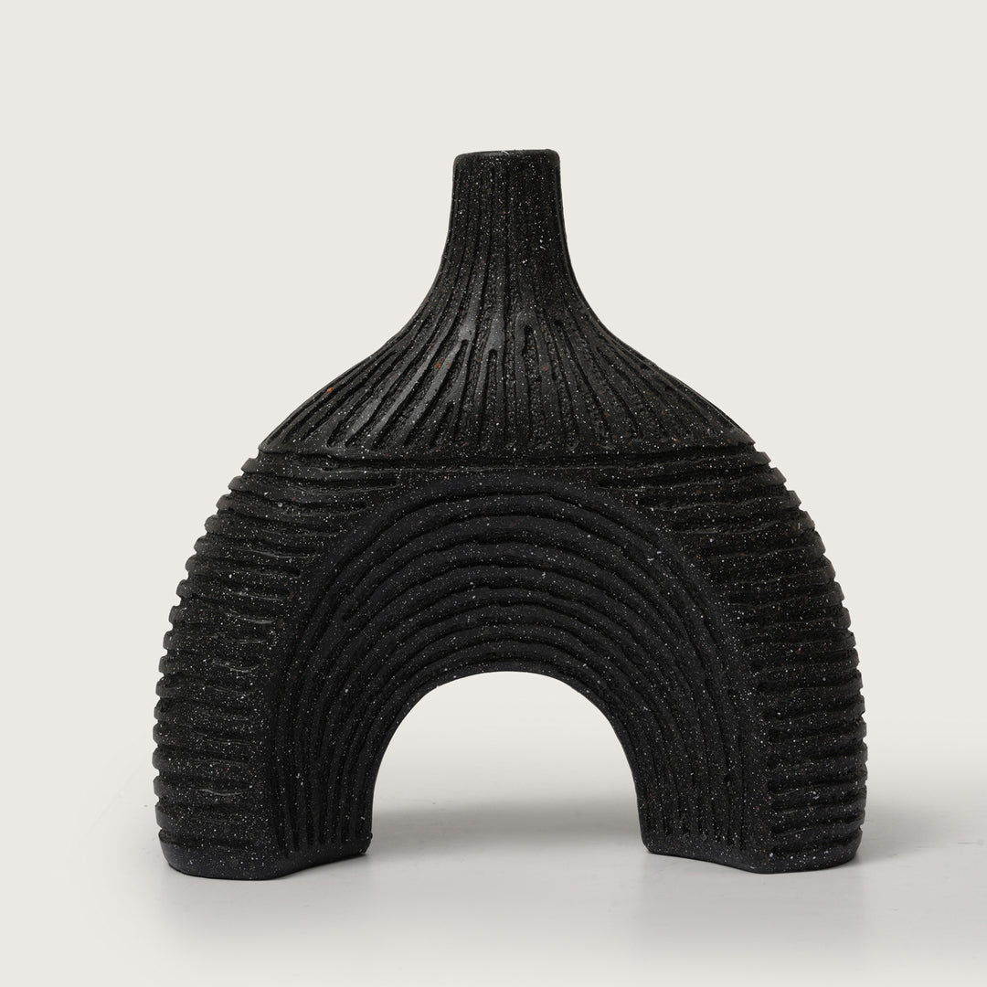 Glazed Black Arch Vase