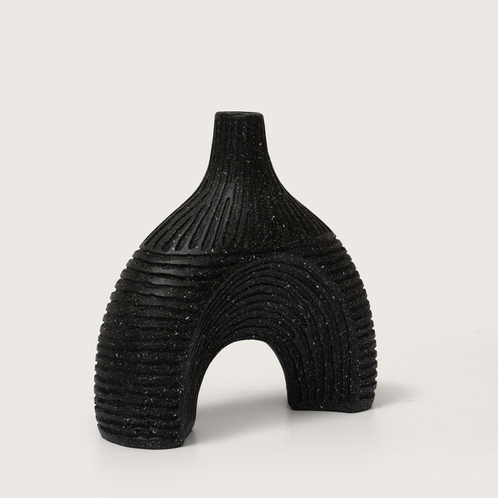 Glazed Black Arch Vase