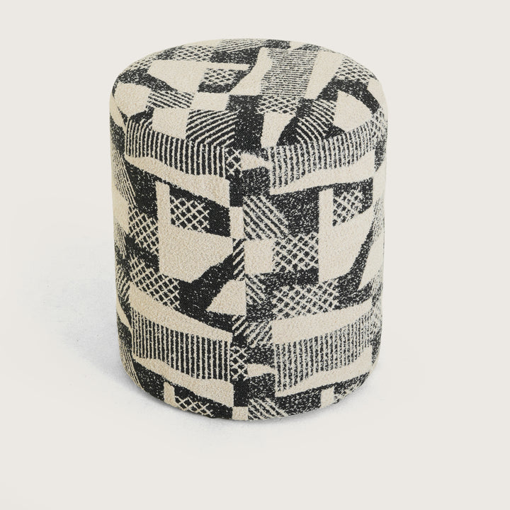 Pattern Printed Ottomans Footstools Black & White