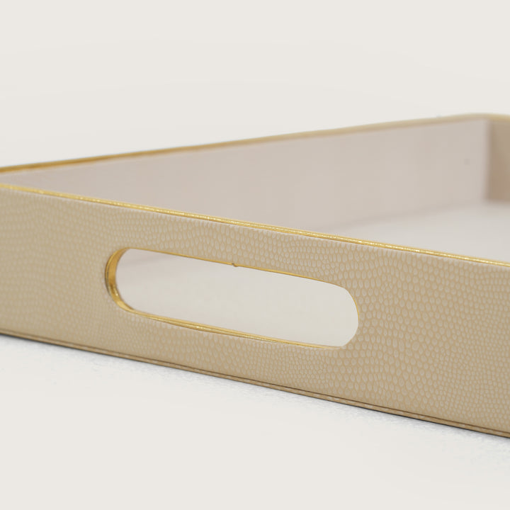 Leather Serving Tray with Gold Trim - Large