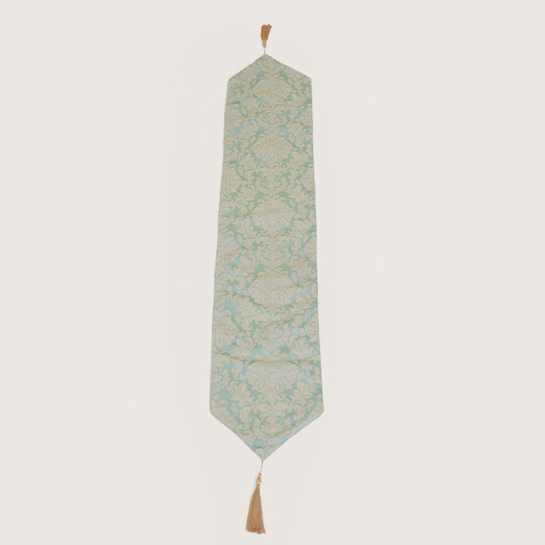 Decorative Table Runner with Tassels - Green
