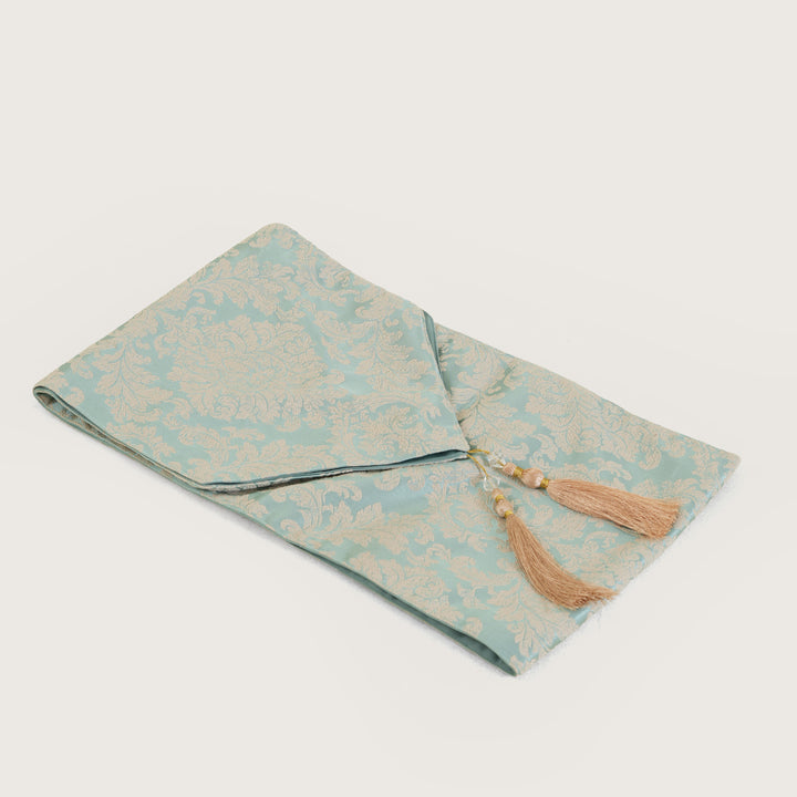Decorative Table Runner with Tassels - Green