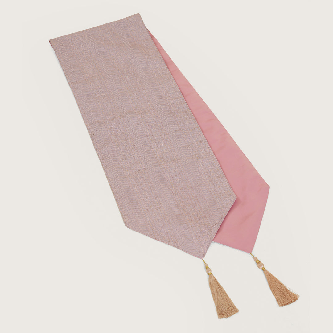 Decorative Table Runner with Tassels - Blush Pink