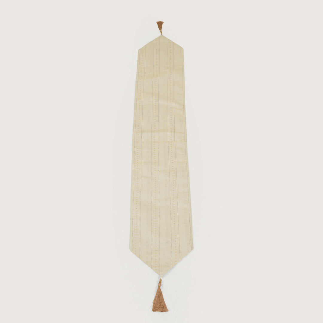Decorative Table Runner with Tassels - Beige
