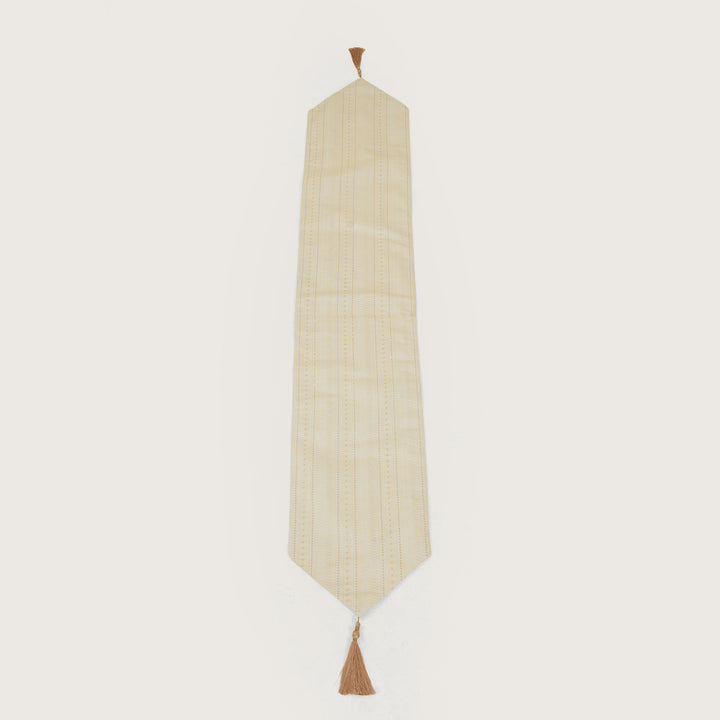 Decorative Table Runner with Tassels - Beige