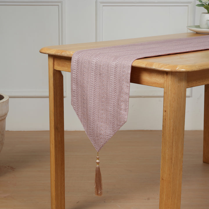 Decorative Table Runner with Tassels - Blush Pink