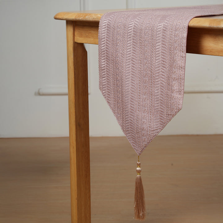 Decorative Table Runner with Tassels - Blush Pink