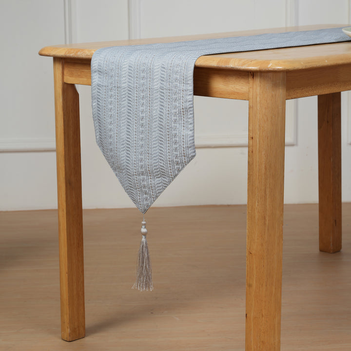 Decorative Table Runner with Tassels - Blue Moon