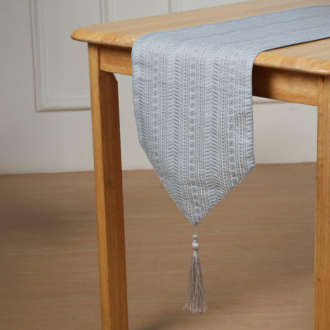 Decorative Table Runner with Tassels - Blue Moon
