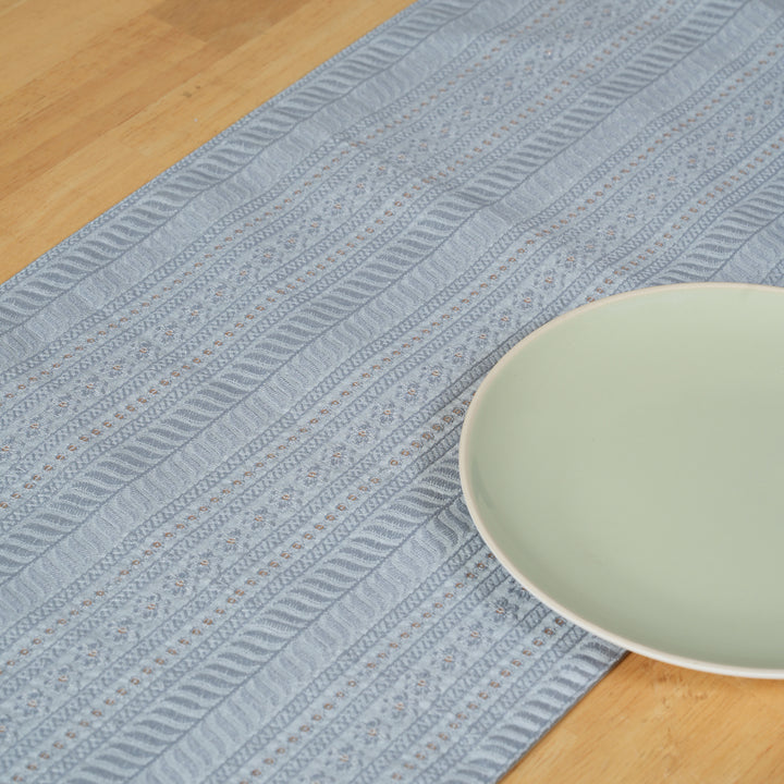 Decorative Table Runner with Tassels - Blue Moon