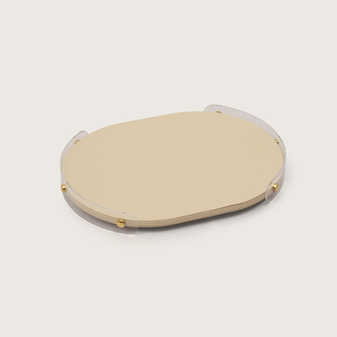 Luxe Oval Tray With Beige Accent - Medium