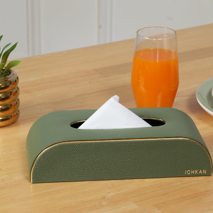 Serpentine Curved Tissue Box - Green