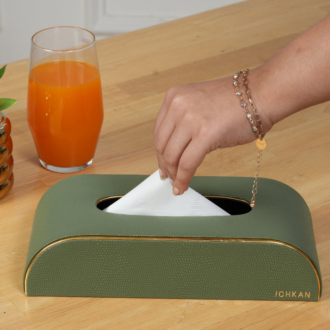 Serpentine Curved Tissue Box - Green