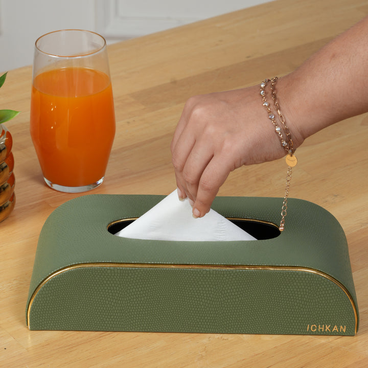 Serpentine Curved Tissue Box - Green