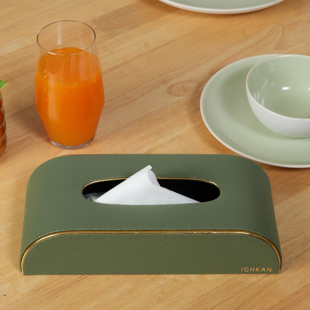 Serpentine Curved Tissue Box - Green