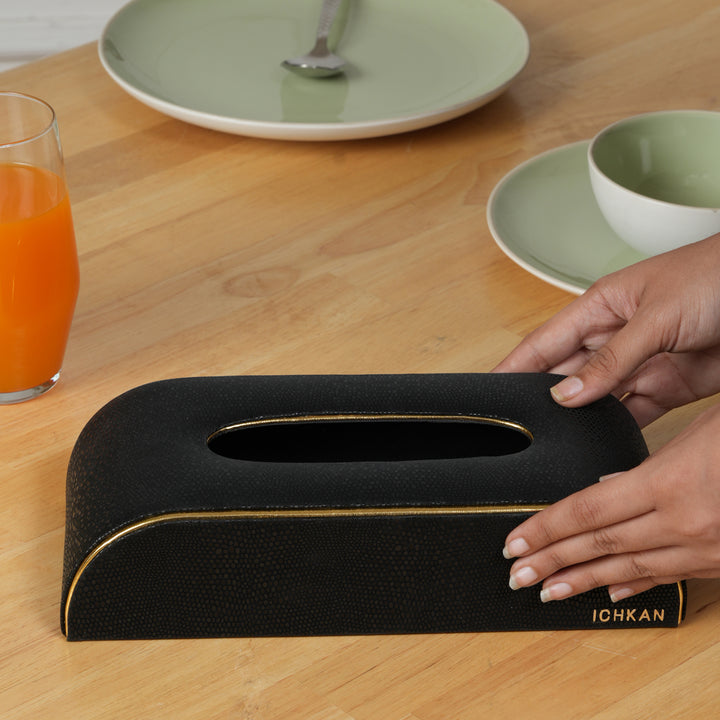 Serpentine Curved Tissue Box - Black