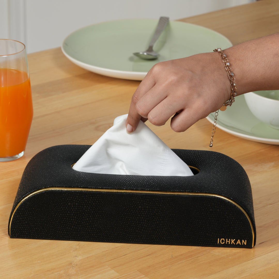 Serpentine Curved Tissue Box - Black