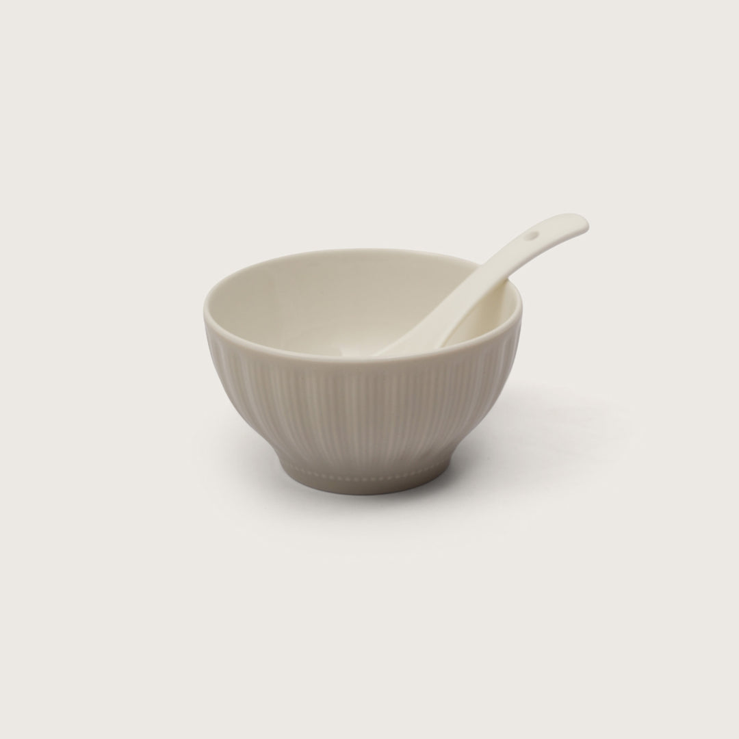 Ribbed Soup Bowls with Spoons: Set of 4