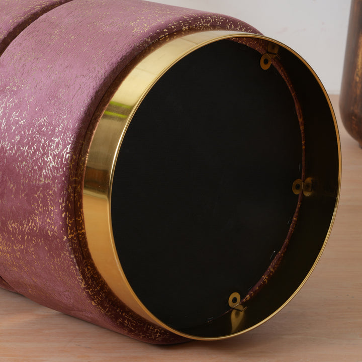 Luxury Accent Velvet Finish & Metallic Gold Detailing Ottomans Footstools | Pouffe | Pink