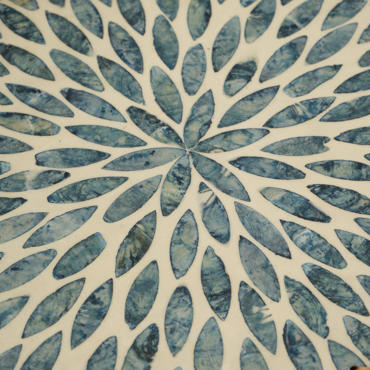 Rectangular Stone Art Tray with Blue Petal - Medium