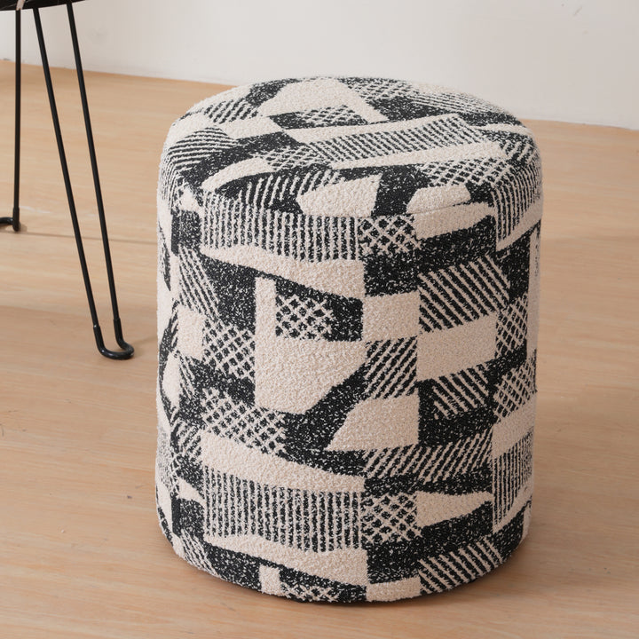 Pattern Printed Ottomans Footstools Black & White