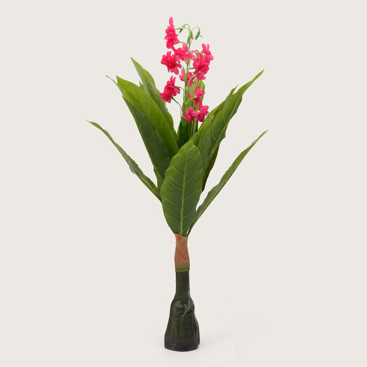 Modern Vertical Accent Plant in Textured Sculptural Base
