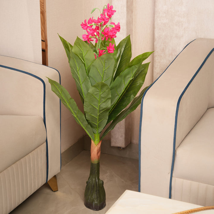 Modern Vertical Accent Plant in Textured Sculptural Base