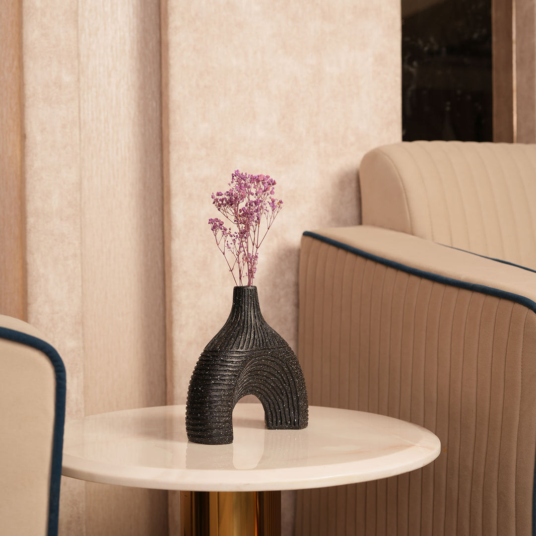 Glazed Black Arch Vase