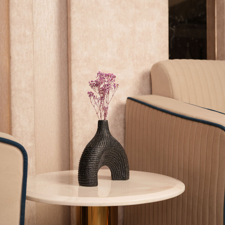 Glazed Black Arch Vase