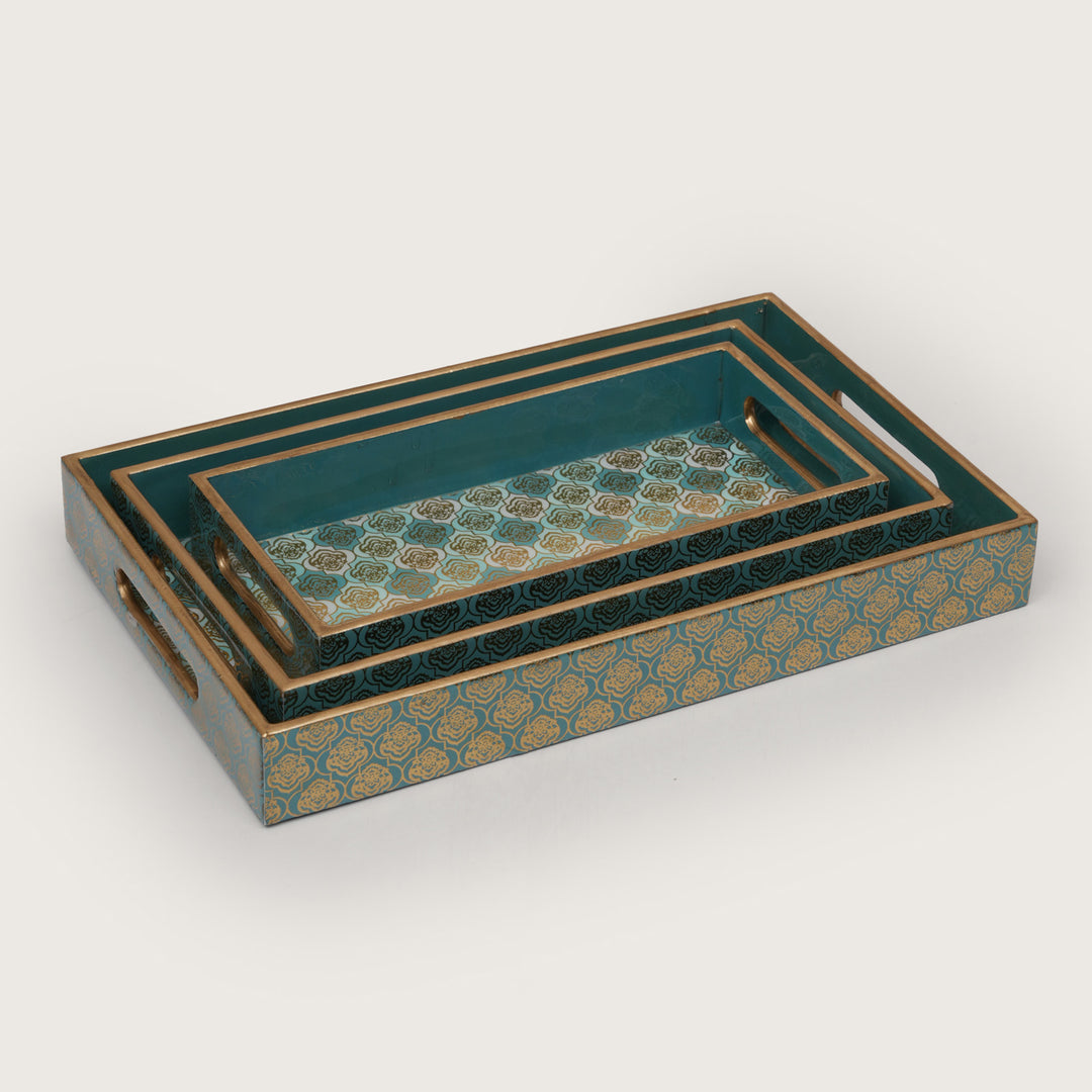 Damask Nesting Serving Trays -  Set of 3