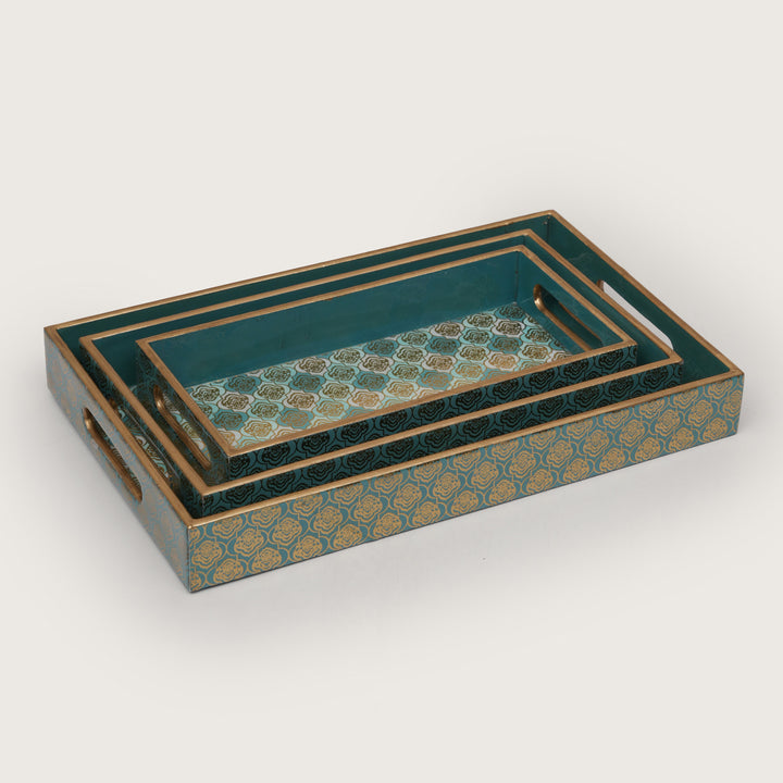 Damask Nesting Serving Trays -  Set of 3