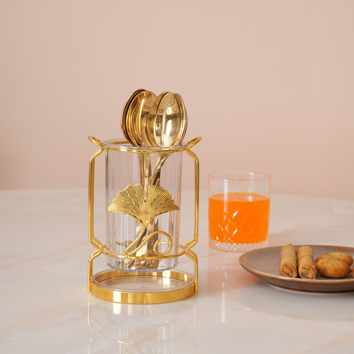 Round Ginkgo Leaf Cutlery Holder