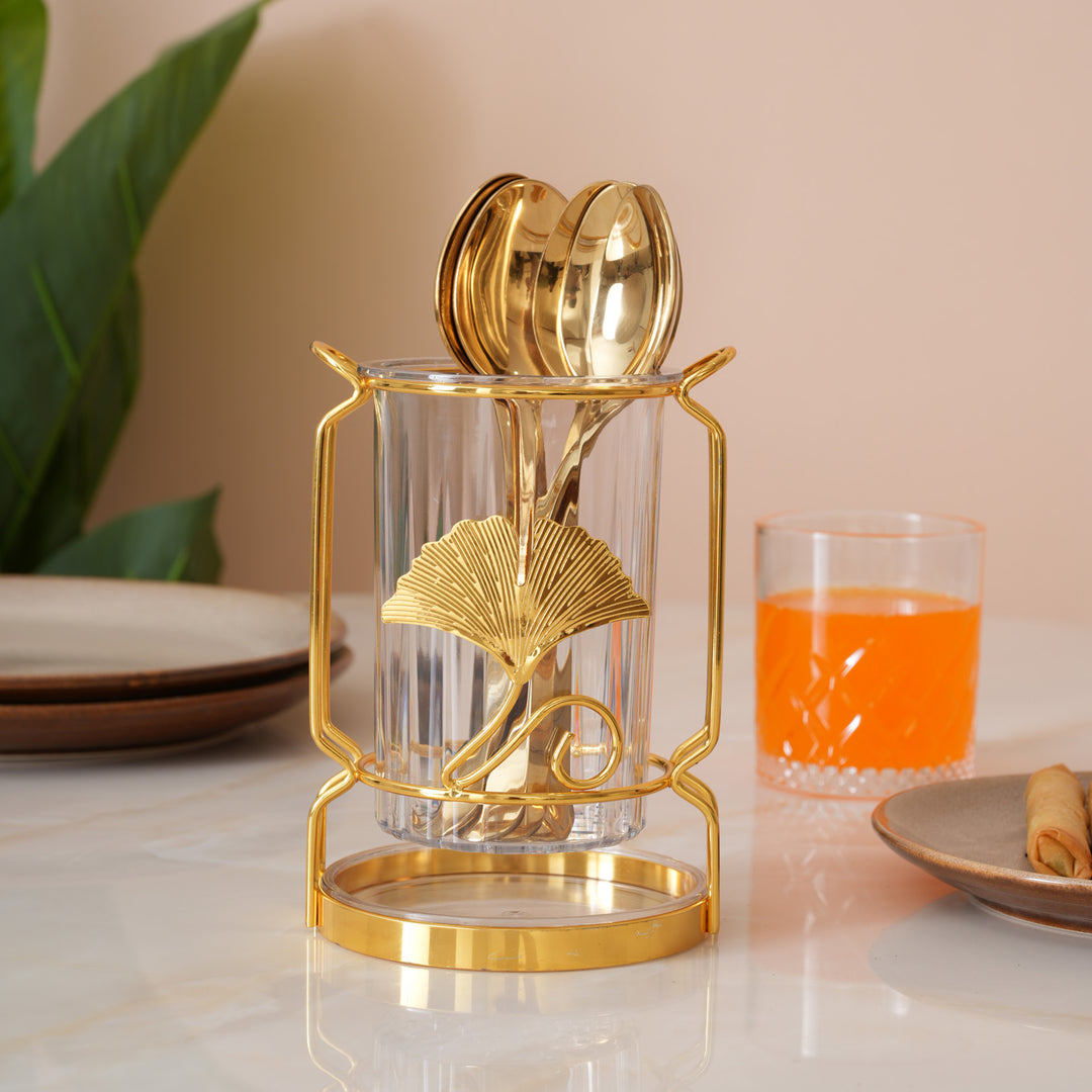 Round Ginkgo Leaf Cutlery Holder