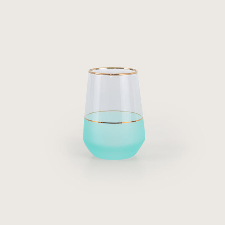 Turquoise Tumbler with Gold Trim